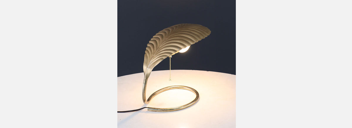 Post Modern Brass Leaf Shaped Desk Lamp