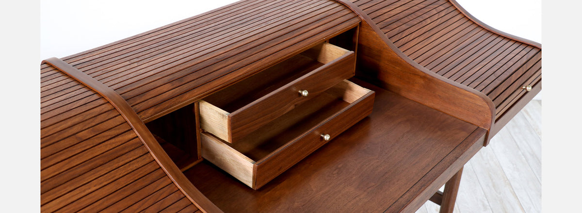Mid-Century Modern Tambour-Door Desk by Drexel