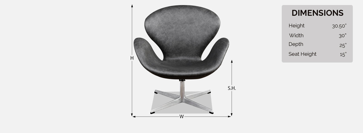 Vintage Arne Jacobsen Grey Leather "Swan" Chair for Fritz Hansen