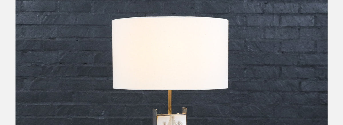 Mid-Century Modern Mosaic Tile & Steel Table Lamp