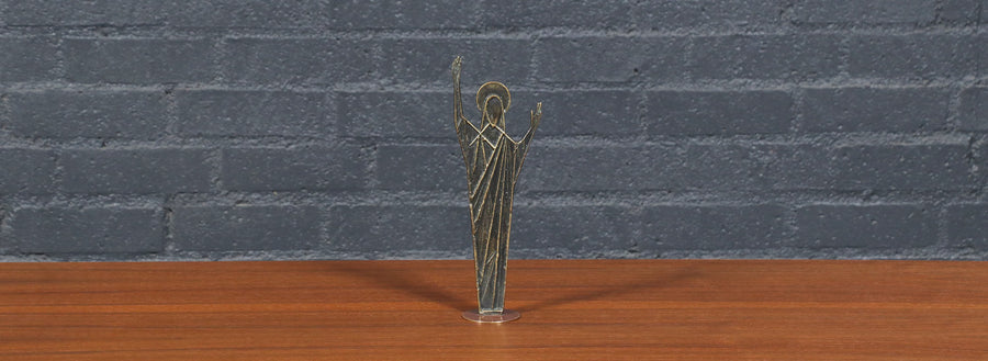 Mid-Century Austrian Modernist Bronze Christ Sculpture by Franz Hagenauer