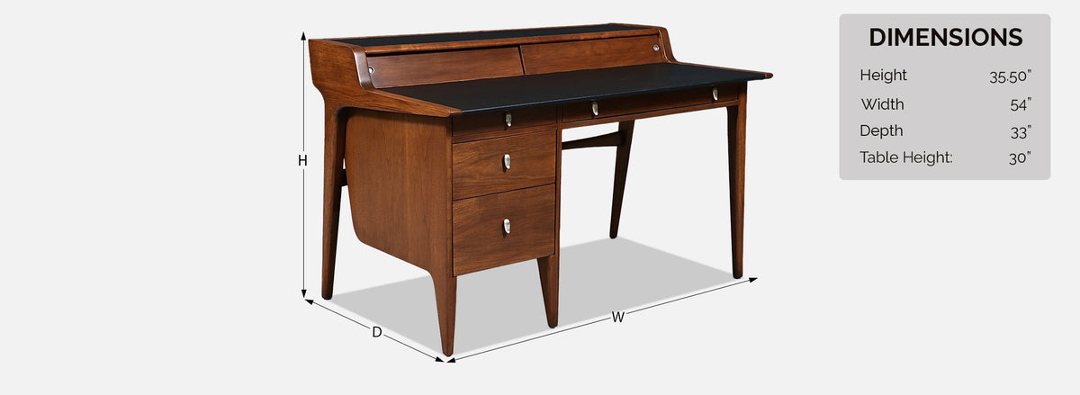 John Van Koert "Profile" Model-K80 Executive Desk w/ Leather Top for Drexel