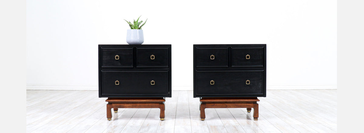 Mid-Century Modern Ebonized Night Stands by American of Martinsville