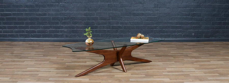 Adrian Pearsall 893-TGO Sculpted Coffee Table w/ Stingray Glass Top