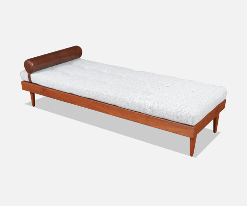 Danish Modern Teak Daybed w/ Leather Accents