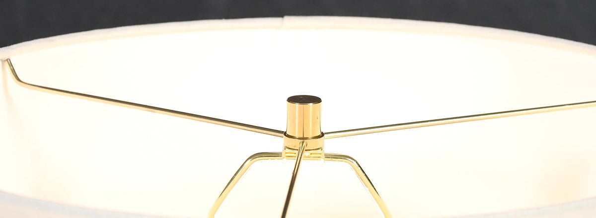Mid Century Italian "Hourglass" Sculpted Walnut & Brass Table Lamp