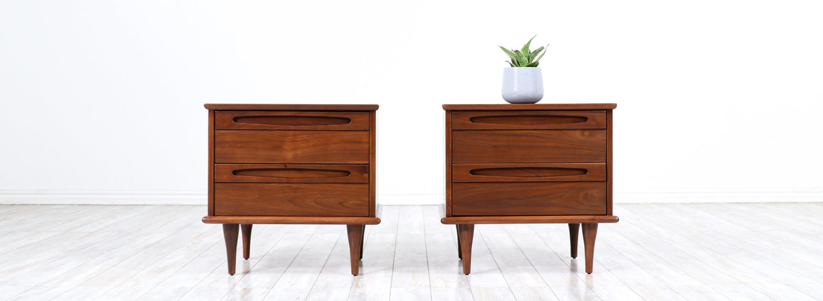 Mid-Century Modern Walnut Night Stands by American of Martinsville