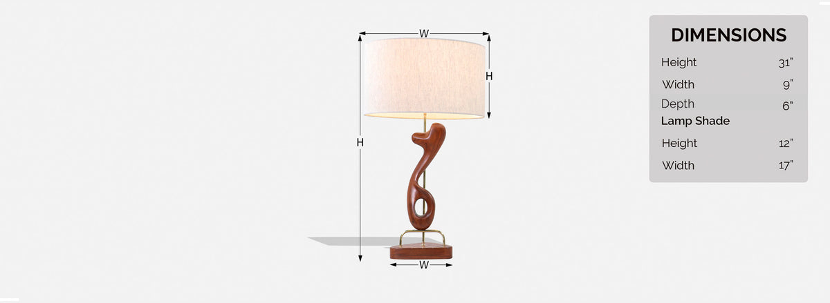 Arthur Jacobs Abstract Walnut & Brass Table Lamps for Modeline of CA
