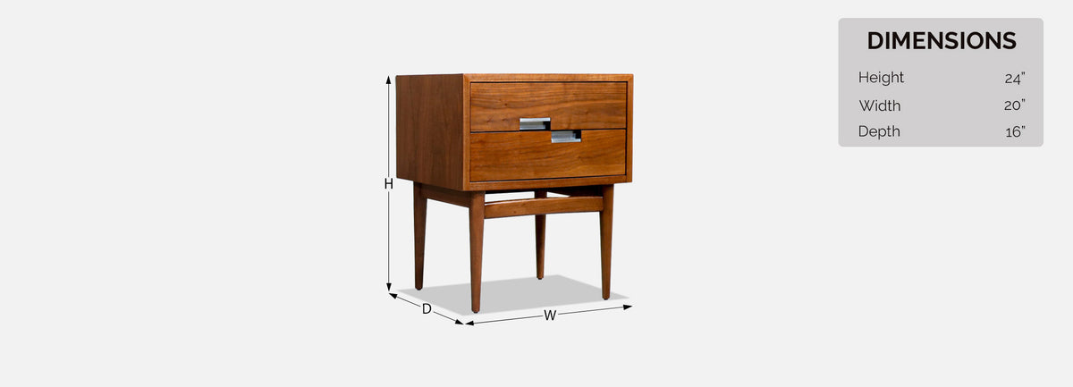 American of Martinsville Night Stands with Steel Accents