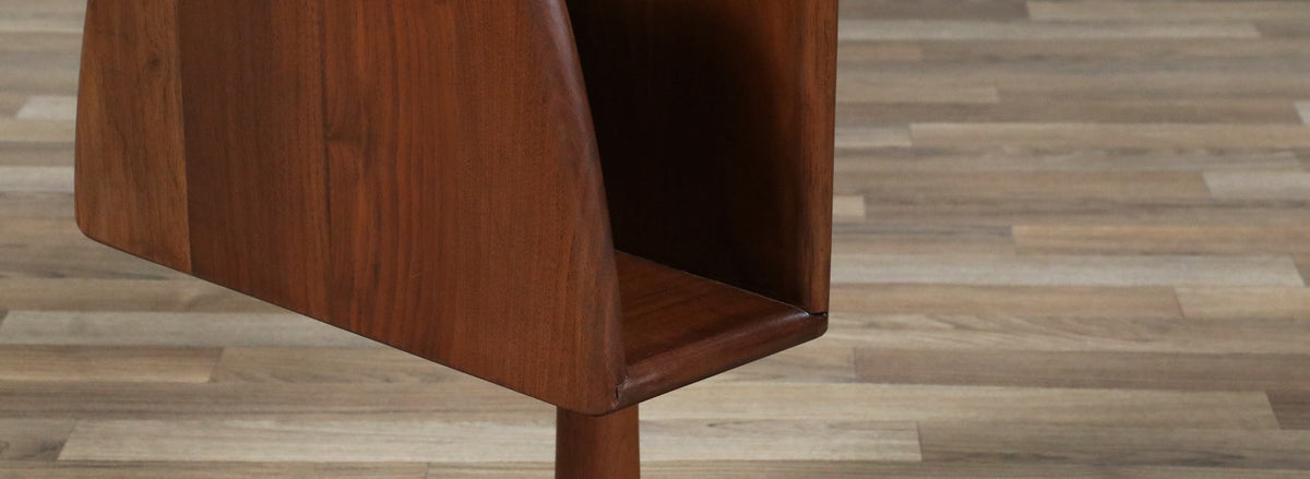 Laurel Walnut Floor Lamp w/ Magazine Holder & Tray Table
