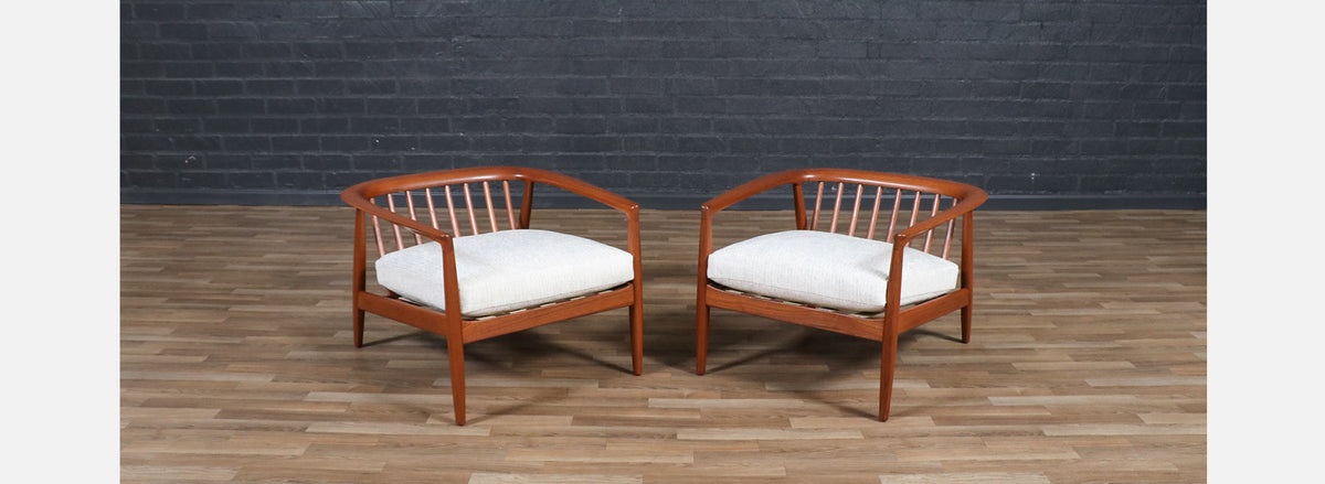 Folke Ohlsson Model 72-C Teak Lounge Chairs for Dux
