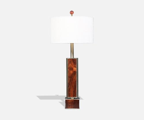 Laurel Sculptural Rosewood & Brass Table Lamp