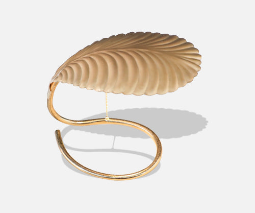 Post Modern Brass Leaf Shaped Desk Lamp