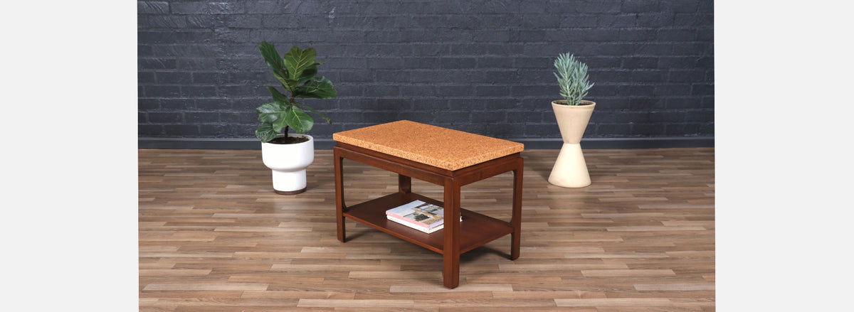 Paul Frankl Cork Top Two-Tier Side Table for Johnson Furniture 