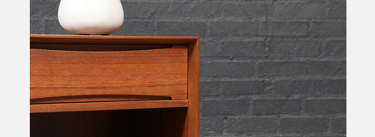 Danish Modern Teak Night Stand w/ Bookcase by Dyrlund
