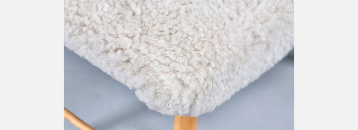 Scandinavian Modern Sheepskin Stool 