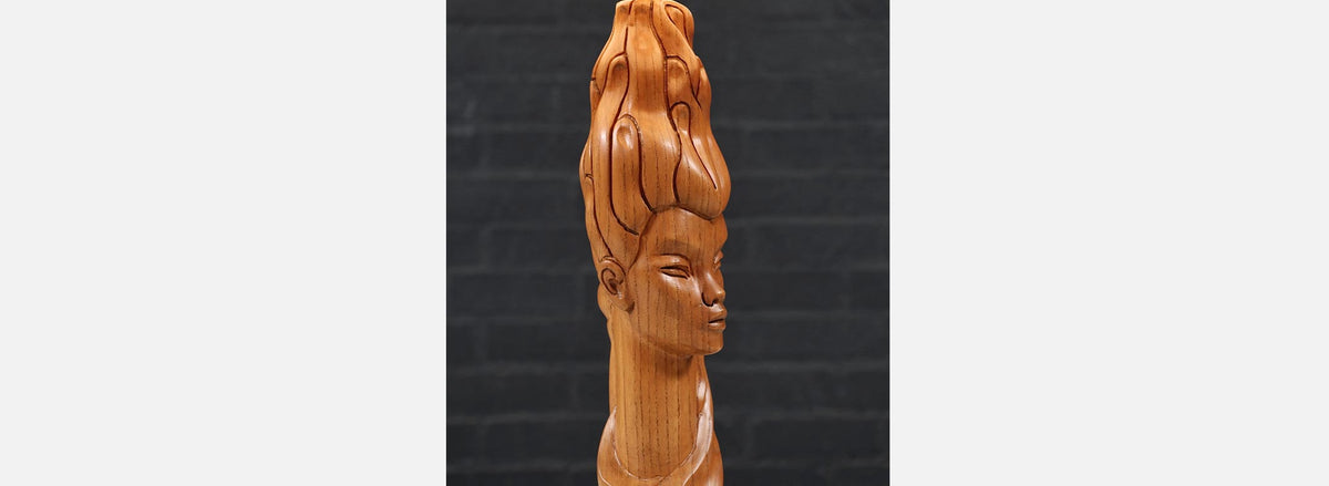 Mid-Century Modern Sculpted Woman Figure Table Lamp by Lighthouse Co.