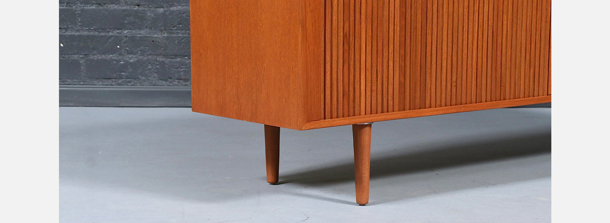 Custom Tambour-Door Teak Credenza by Danish Modern L.A.