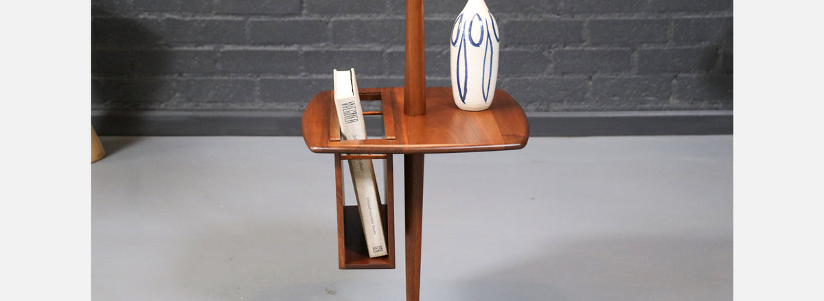 Laurel Floor Lamp w/ Removable Magazine Holder & Tray Table