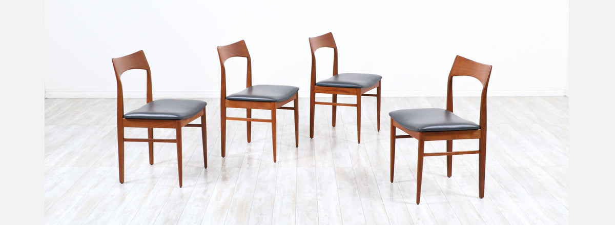 Henning Kjærnulf Teak & Leather Dining Chairs for Vejle Møbler