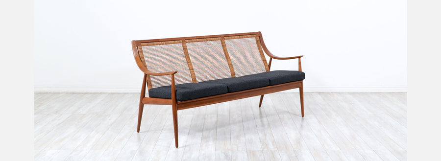 Peter Hvidt & Orla Mølgaard-Nielsen Cane & Teak Sofa for France & Søn