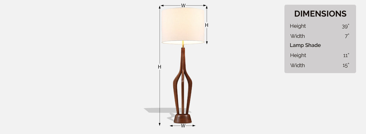 David Shreve Sculpted Walnut & Brass Table Lamp for V.H. Woolums