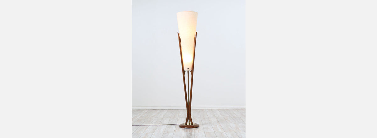 John Keal Sculpted Trident-Style Floor Lamp for Modeline