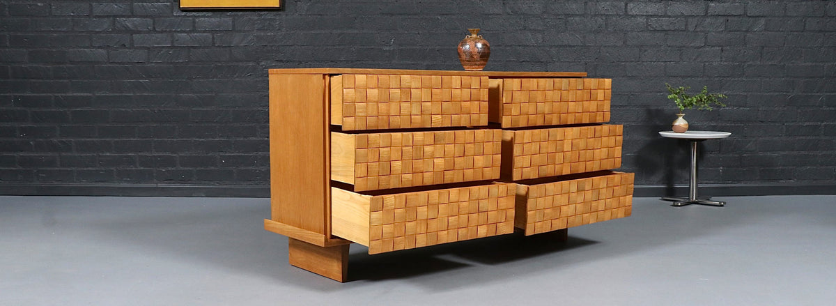 California Modernist "Basket Weave" Dresser by Paul Laszlo