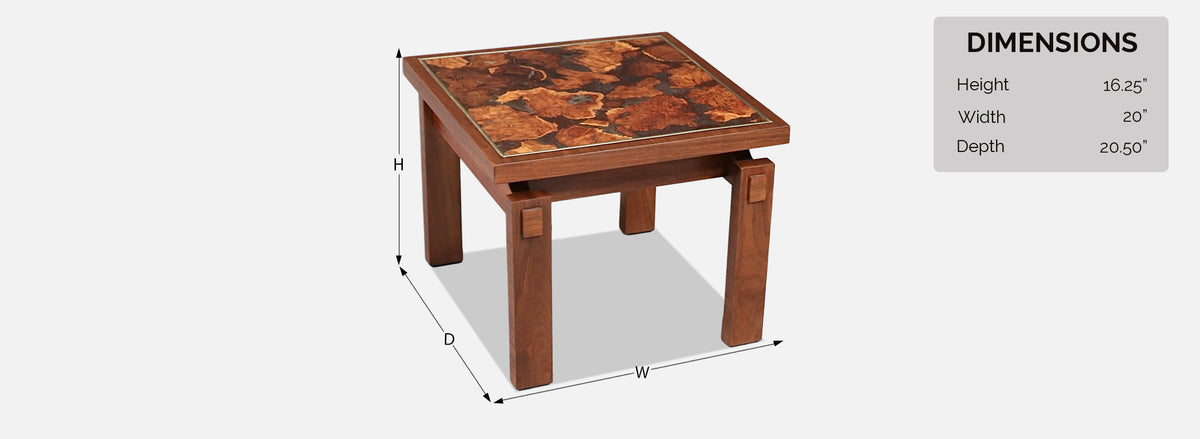 Mid Century Floating Top Walnut & Live Edge Side Tables by Lane