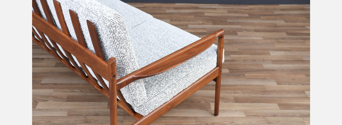 Ib Kofod-Larsen Sculpted Exoskeleton Walnut Sofa for Selig