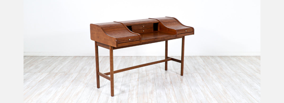 Mid-Century Modern Tambour-Door Desk by Drexel