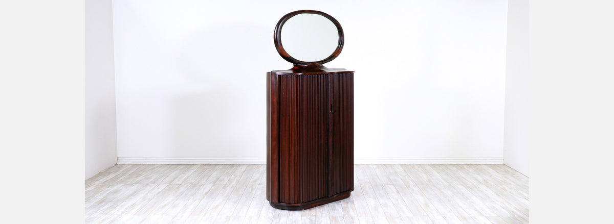 Studio Craft Solid Rosewood Tambour-Door Bachelor's Chest of Drawers