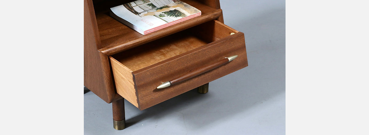 Californian Modern Night Stands w/ Bookcase by John Keal for Brown Saltman