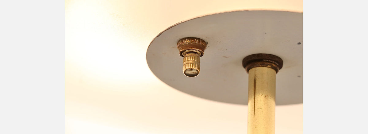 Gerald Thurston Sculpted Tripod Brass & Walnut Table Lamp for Lightolier 
