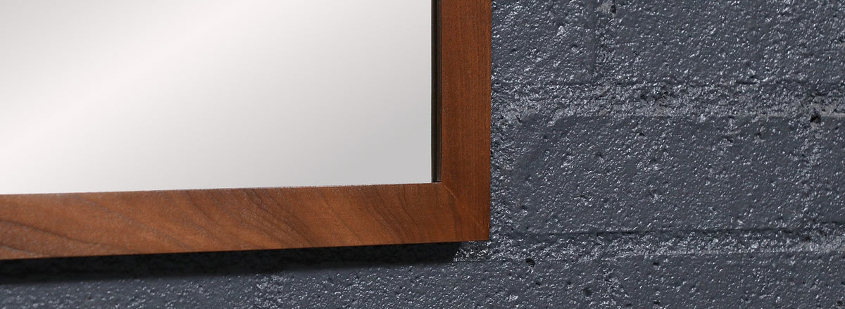 Mid-Century Modern Sculpted Walnut Beveled Frame Arch Mirror