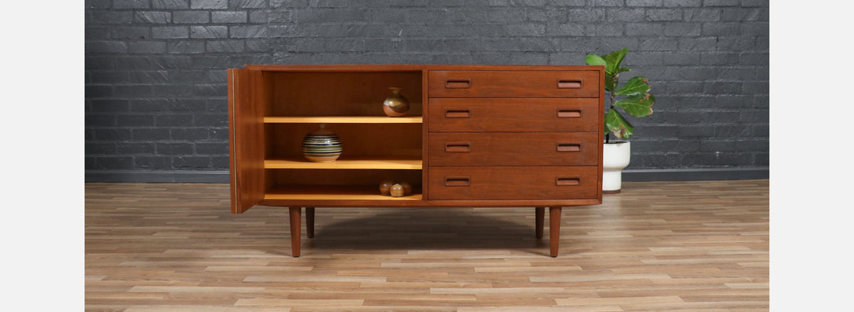 Carlo Jensen Bi-Folding Door Walnut Credenza for Hundevad & Co.