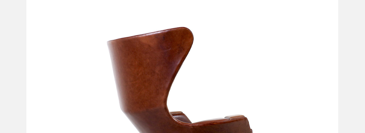 Adrian Pearsall Wing Back Cognac Leather Lounge Chair 