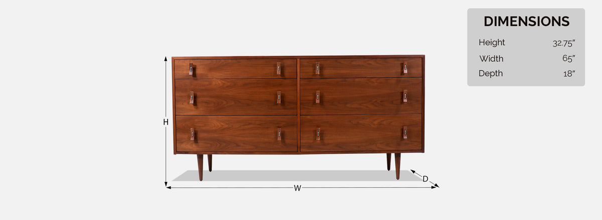 California Modern 6-Drawer Dresser by Stanley Young 