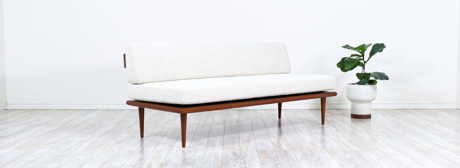 Mel Bogart Walnut & Boucle Daybed Sofa for Felmore Associates 