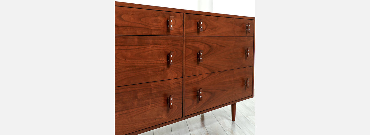 California Modern 6-Drawer Walnut Dresser by Stanley Young