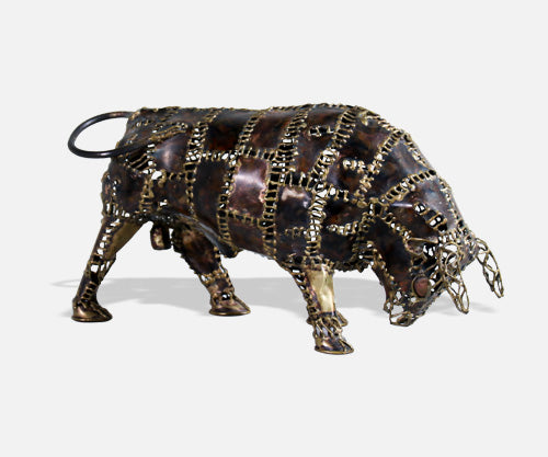 Mid-Century Modern Brutalist Bull Sculpture 