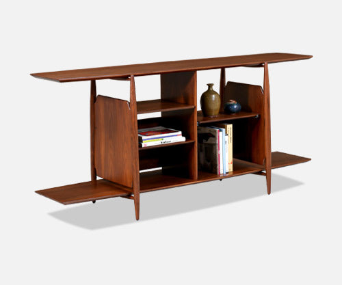 Mid-Century Modern Sculpted Walnut Tier Bookshelf