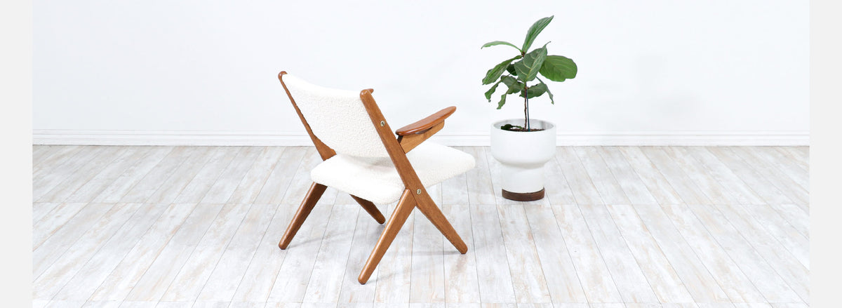 Danish Modern Sculpted Oak & Teak Arm Chair by Arne-Hovmand Olsen