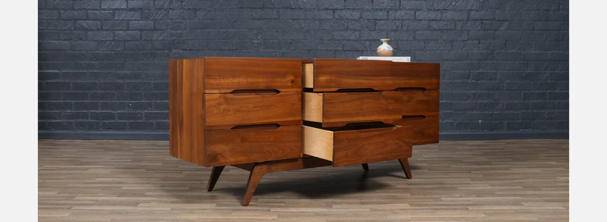 Mid-Century Californian Modernist Sculpted Walnut Dresser