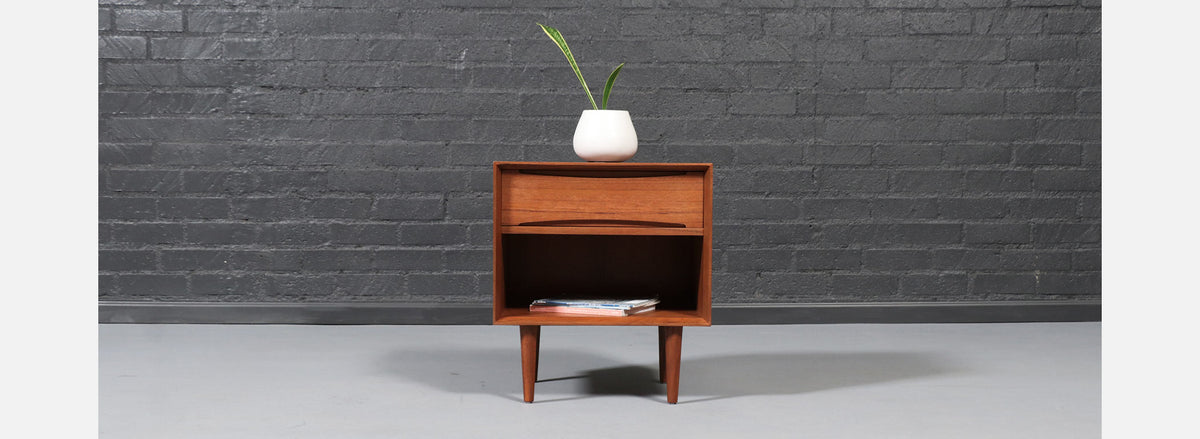 Danish Modern Teak Night Stand w/ Bookcase by Dyrlund