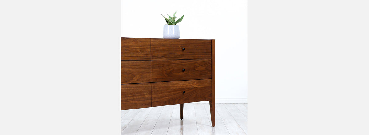 Mid-Century Modern 6-Drawer Walnut Dresser