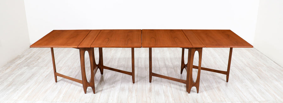 Norwegian Modern Drop-Leaf Teak Dining Tables Set by Bendt Winge