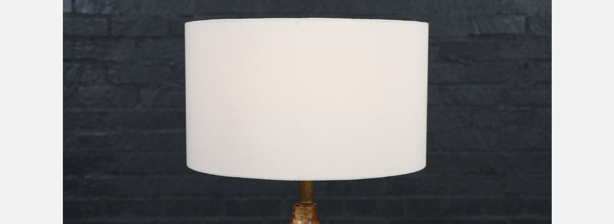 Mid-Century Earthy Glazed Table Lamps w/ Abstract Relief Design