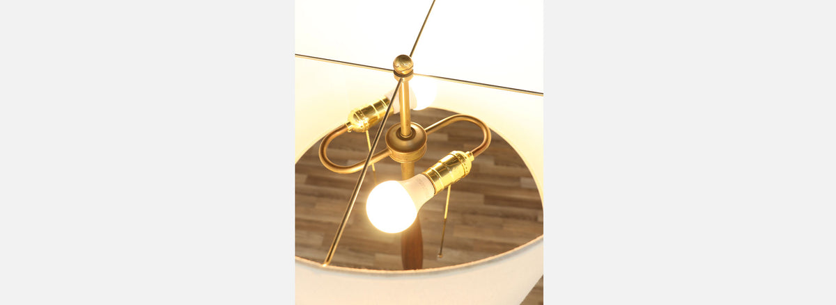 Laurel Sculpted Walnut & Brass Floor Lamp 