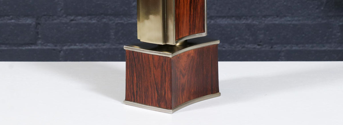 Laurel Sculptural Rosewood & Brass Table Lamp